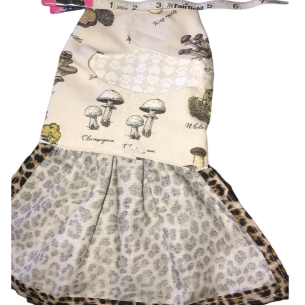 Handmade Cheetah Print/Mushroom Dog Dress- Size Small - Picture 7 of 10